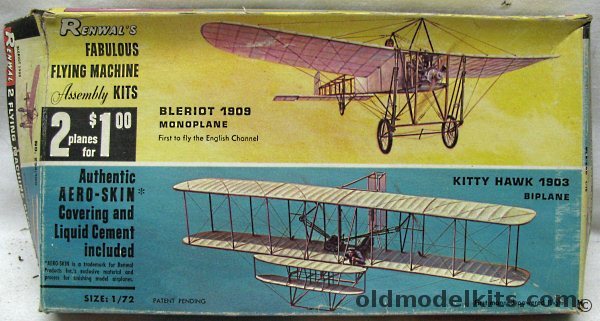 Renwal 1/72 Bleriot 1909 Monoplane and Kitty Hawk 1903 Biplane, 234-100 plastic model kit